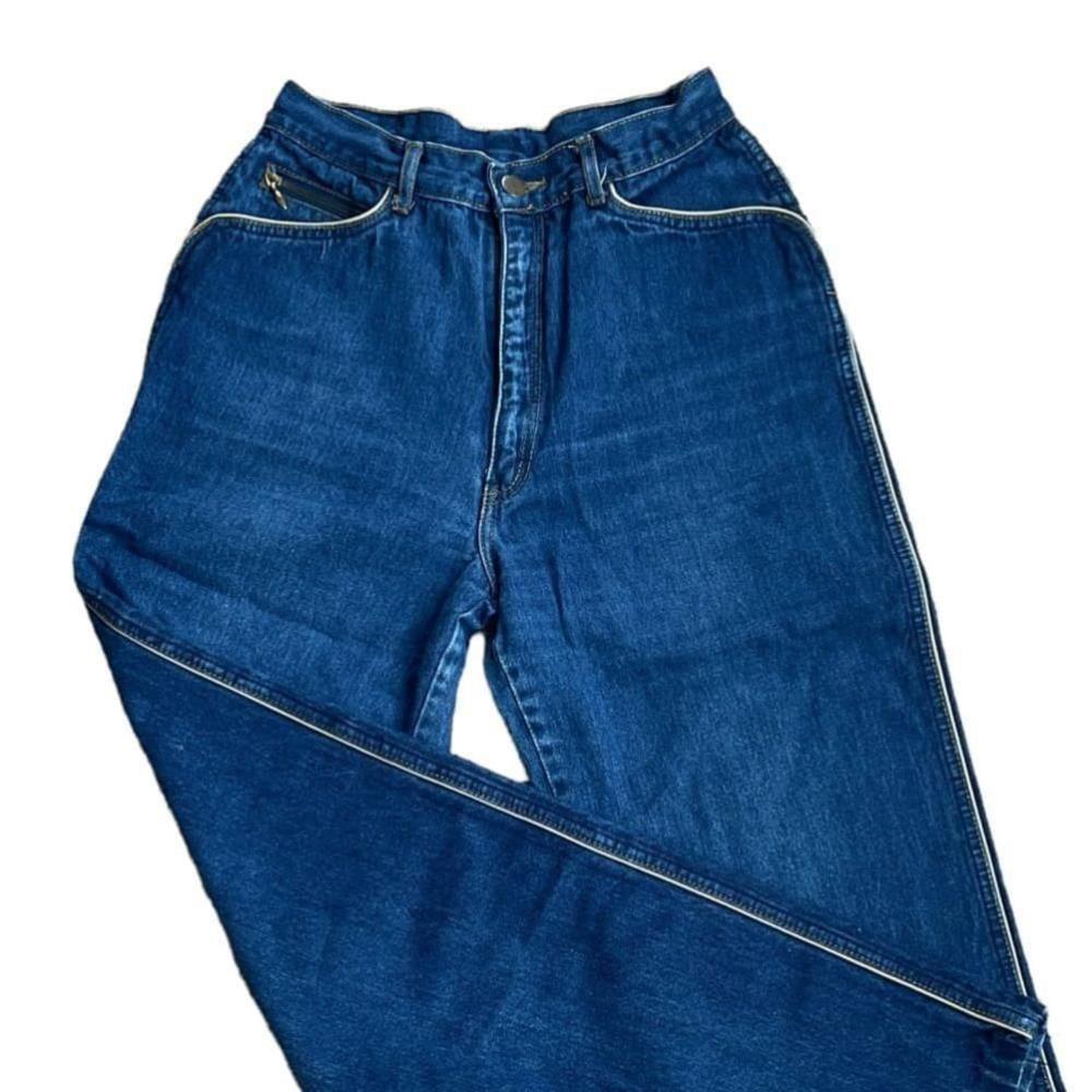 Pentimento by Brittania Vintage 70s High Rise Blue Jean Demin with Piping Womens